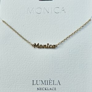 🌸 MONICA Script Name Chain Goldtone Necklace 🌸
